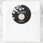 Zwart Wit Logo & Bloemen Favoriet Ronde Sticker (Tas)