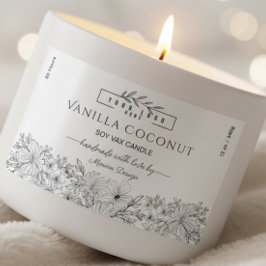 Zwart-wit logo Bloemkaarslabel Rechthoekige Sticker