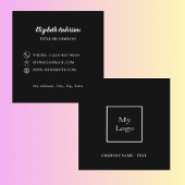Zwart wit logo elegant vierkante visitekaartje