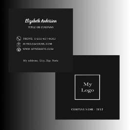 Zwart wit logo elegant vierkante visitekaartje
