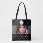 Zwart Wit Logo Foto Make-up Studio Tote Bag (Voorkant)