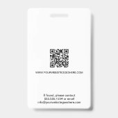 Zwart Wit Logo Foto QR-code Bedrijfs Personeel ID Badge (Achterkant)