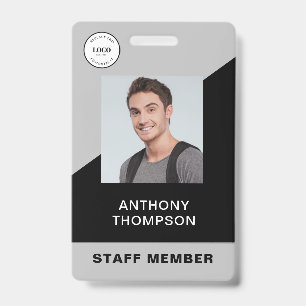 Zwart Wit Logo Foto QR-code Bedrijfs Personeel ID Badge