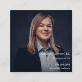 Zwart wit logo foto QR code social media iconen Vierkante Visitekaartje (Voorkant)