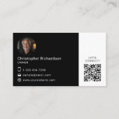 Zwart Wit Logo Foto QR Code Visitekaartje (Achterkant)