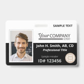 Zwart, wit logo ingangsbewijs personeelsfoto ID Badge (Voorzijde)