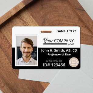 Zwart, wit logo ingangsbewijs personeelsfoto ID Badge