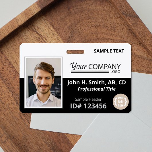 Zwart, wit logo ingangsbewijs personeelsfoto ID Badge