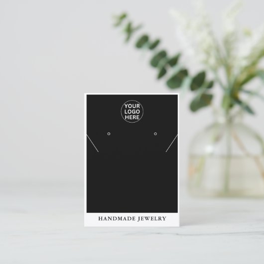 Zwart & Wit logo L Oorbellen Ketting Sieraden Contactkaartje (Staand voorkant)