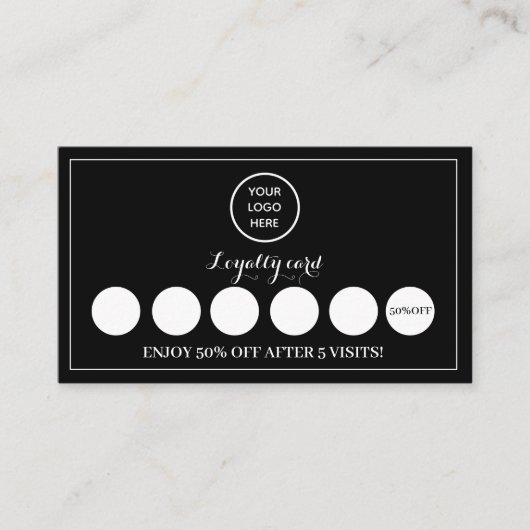 Zwart Wit Logo Modern Business Beloning Punch Klantenkaartje (Voorkant)
