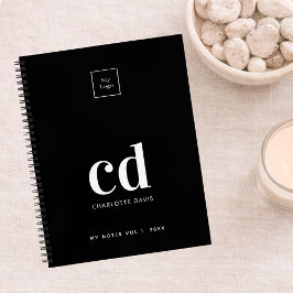 Zwart-wit logo monogram initialen bedrijf notitieboek