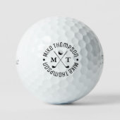Zwart & Wit Logo Monogram voor een golfspeler Golfballen (Voorkant)