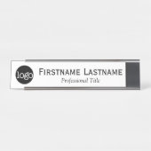 Zwart-wit - Logo, naam, professionele titel Bureau Naambordje (Voorkant)