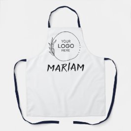 Zwart-wit Logo Naam Stijlvol Schort