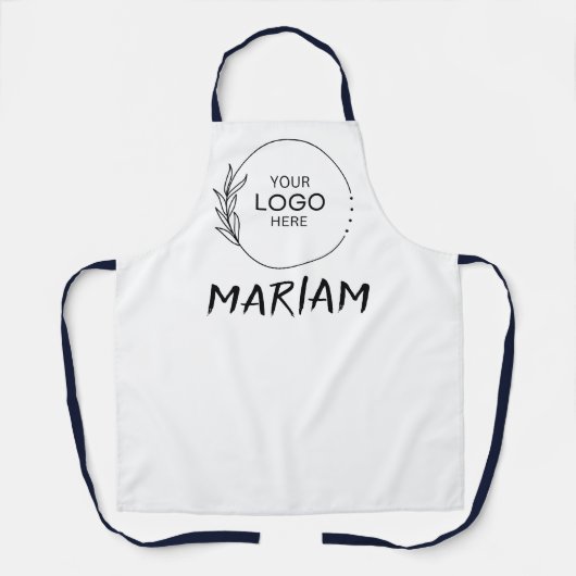 Zwart-wit Logo Naam Stijlvol Schort (Voorkant)