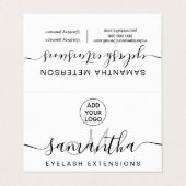 Zwart wit logo naam wimper extensions aftercare visitekaartje (Buitenkant ongevouwen)