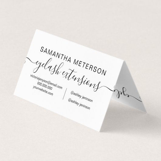 Zwart wit logo naam wimper extensions aftercare visitekaartje (Achterkant)