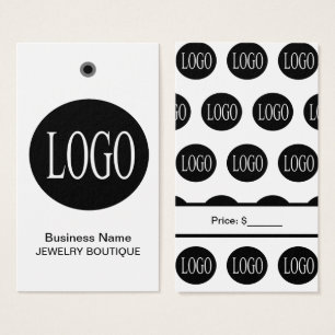 Zwart-wit logo prijskaartjes voor sieraden visitekaartje