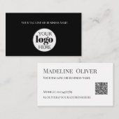 Zwart Wit Logo QR Code Eenvoudig Visitekaartje (Voorkant / Achterkant)