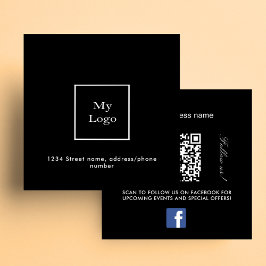 Zwart wit logo QR code Facebook premium Vierkante Visitekaartje