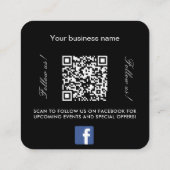 Zwart wit logo QR code Facebook volg ons Vierkante Visitekaartje (Achterkant)