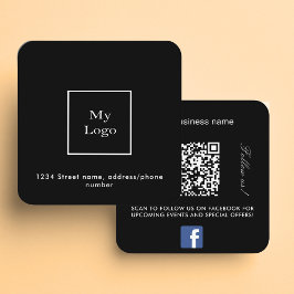 Zwart wit logo QR code Facebook volg ons Vierkante Visitekaartje