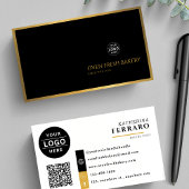Zwart Wit Logo QR Code Gold Border Bakery Visitekaartje