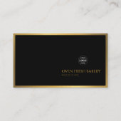 Zwart Wit Logo QR Code Gold Border Bakery Visitekaartje (Voorkant)