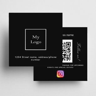 Zwart wit logo QR-code Instagram volgen ons Vierkante Visitekaartje