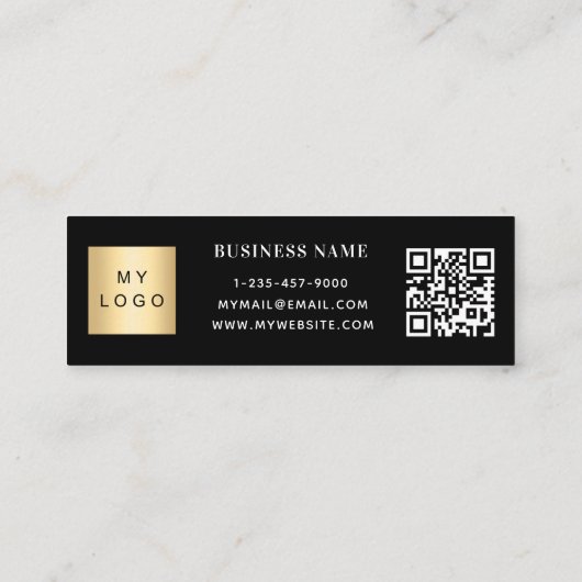 Zwart-wit logo QR-code Mini Visitekaartje (Achterkant)