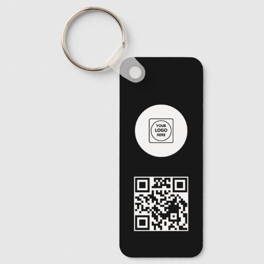 Zwart Wit Logo QR Code Promo Sleutelhangers (Voorkant)