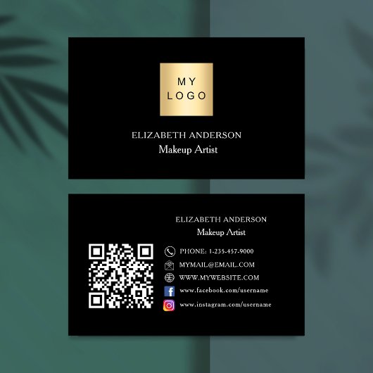 Zwart wit logo Qr code social media premium Visitekaartje
