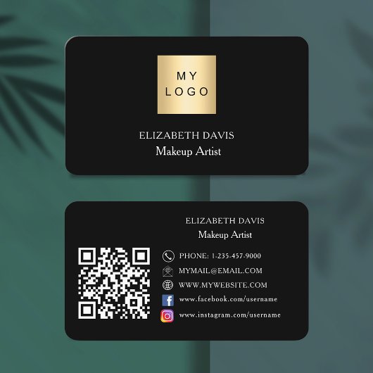 Zwart wit logo Qr code social media Visitekaartje