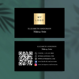 Zwart wit logo Qr code social media Visitekaartje