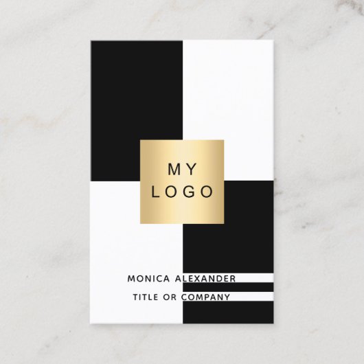 Zwart wit logo QR-codeprofessional Visitekaartje (Voorkant)