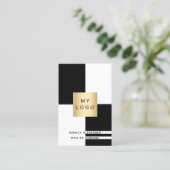 Zwart wit logo QR-codeprofessional Visitekaartje (Staand voorkant)