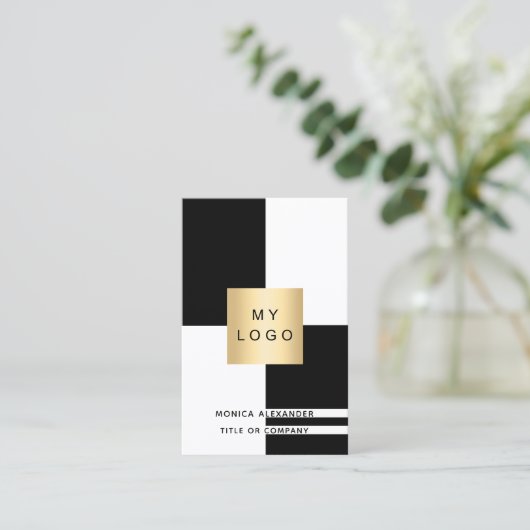 Zwart wit logo QR-codeprofessional Visitekaartje (Staand voorkant)