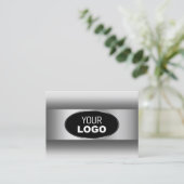 Zwart-wit Logo Silver Oval Lijst Visitekaartje (Staand voorkant)