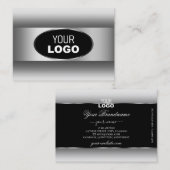 Zwart-wit Logo Silver Oval Lijst Visitekaartje (Voorkant / Achterkant)