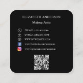 Zwart wit logo social media QR code modern Vierkante Visitekaartje (Achterkant)