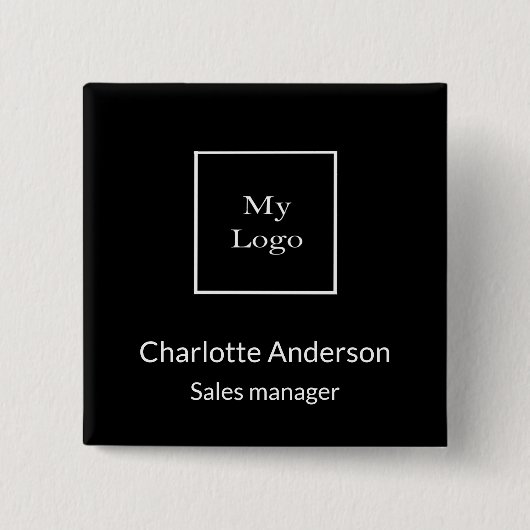 Zwart wit logo vierkante button 5,1 cm (Voorkant)