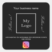 Zwart wit logo vierkante sticker (Voorkant)