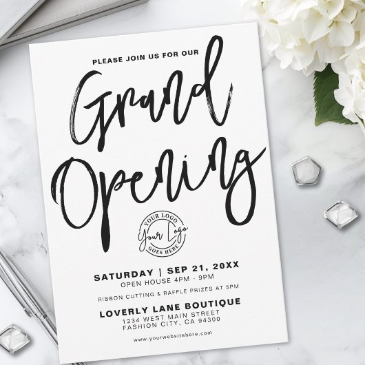 Zwart Wit Logo Zakelijk Grootse Opening Kaart