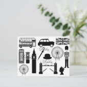 Zwart Wit Londen Groot-Brittannië icoon  typo Briefkaart (Staand voorkant)