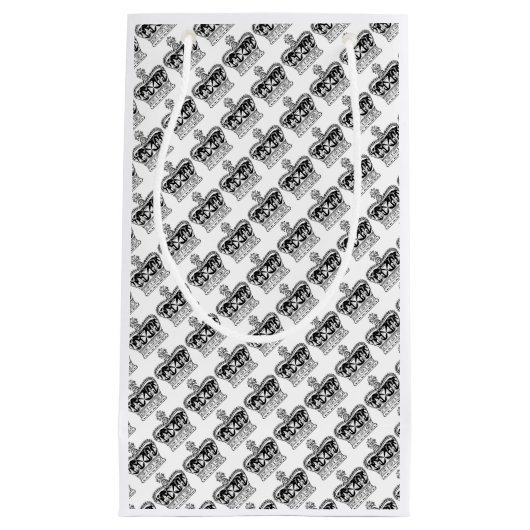 Zwart & Wit Londen Theme Royal Crown Gift Bag Klein Cadeauzakje (Voorkant)