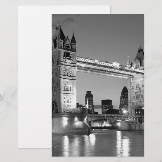 Zwart Wit Londen Tower Bridge Briefpapier (Voorkant / Achterkant)