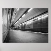 Zwart-wit London Underground Speeding Train Poster (Voorkant)