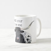 Zwart-wit Longhorn koe Voeg uw eigen offerte toe Koffiemok (Voorkant rechts)