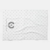 Zwart-Wit Loof Monogram Stippenpatroon Theedoek (Horizontaal)