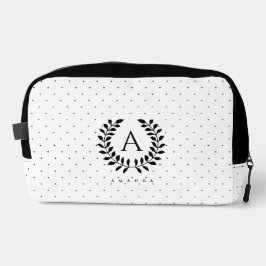Zwart-Wit Loof Monogram Stippenpatroon Toilettasje